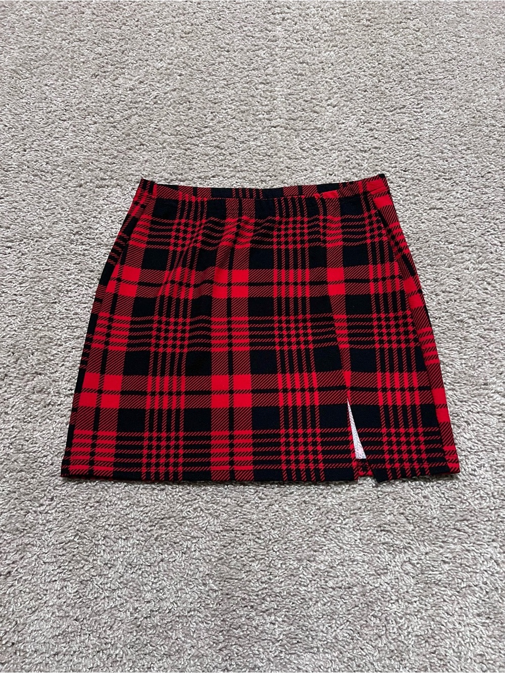 NWOT Red and Black Plaid Mini Skirt